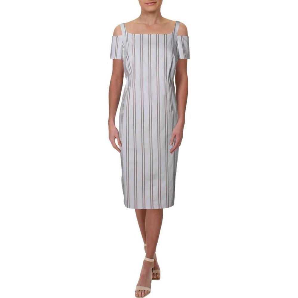 CALVIN KLEIN Cold Shoulder Stripe Sheath Dress​​